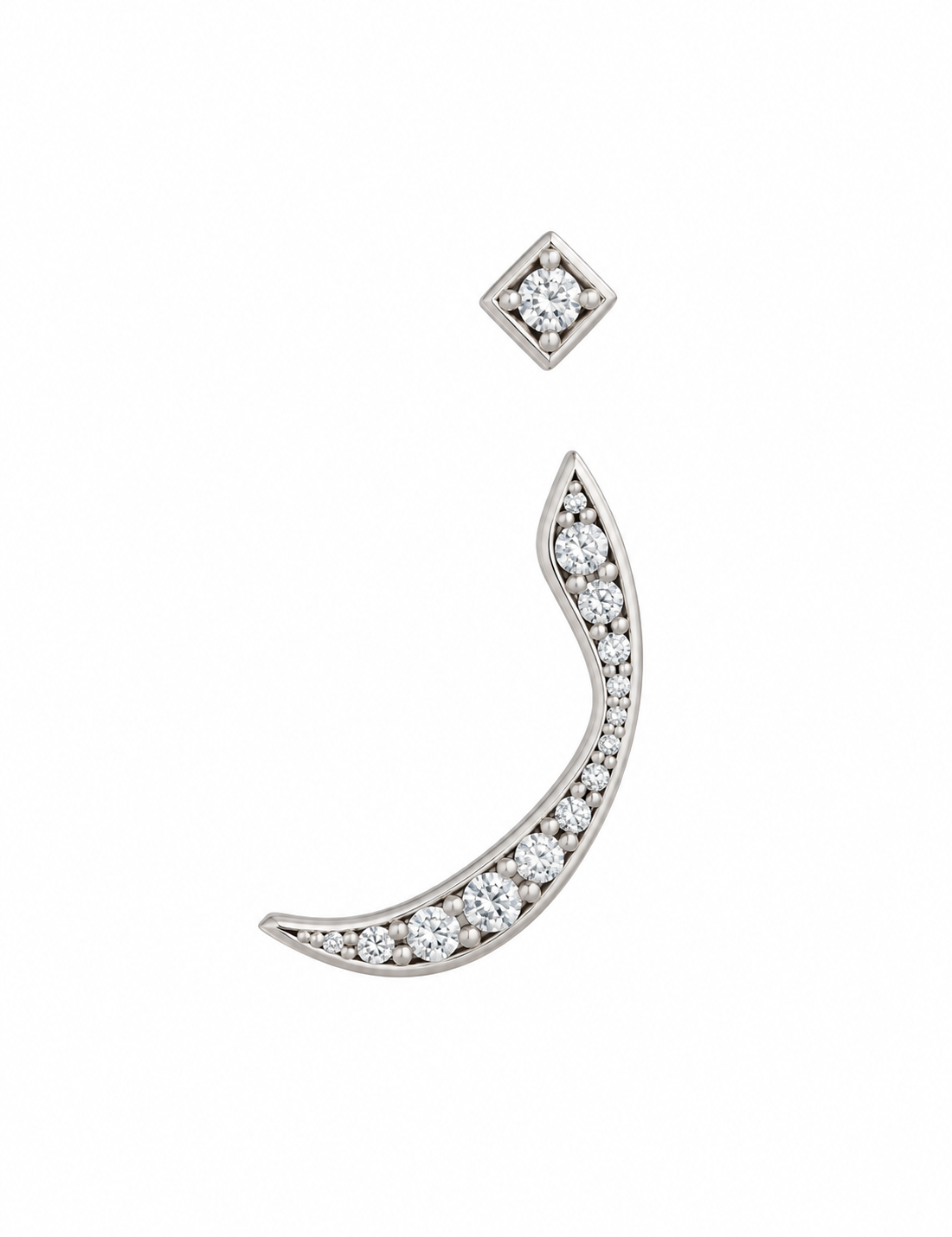 Rulla Arabic Letter Full Diamond Stud, letter ز, white gold