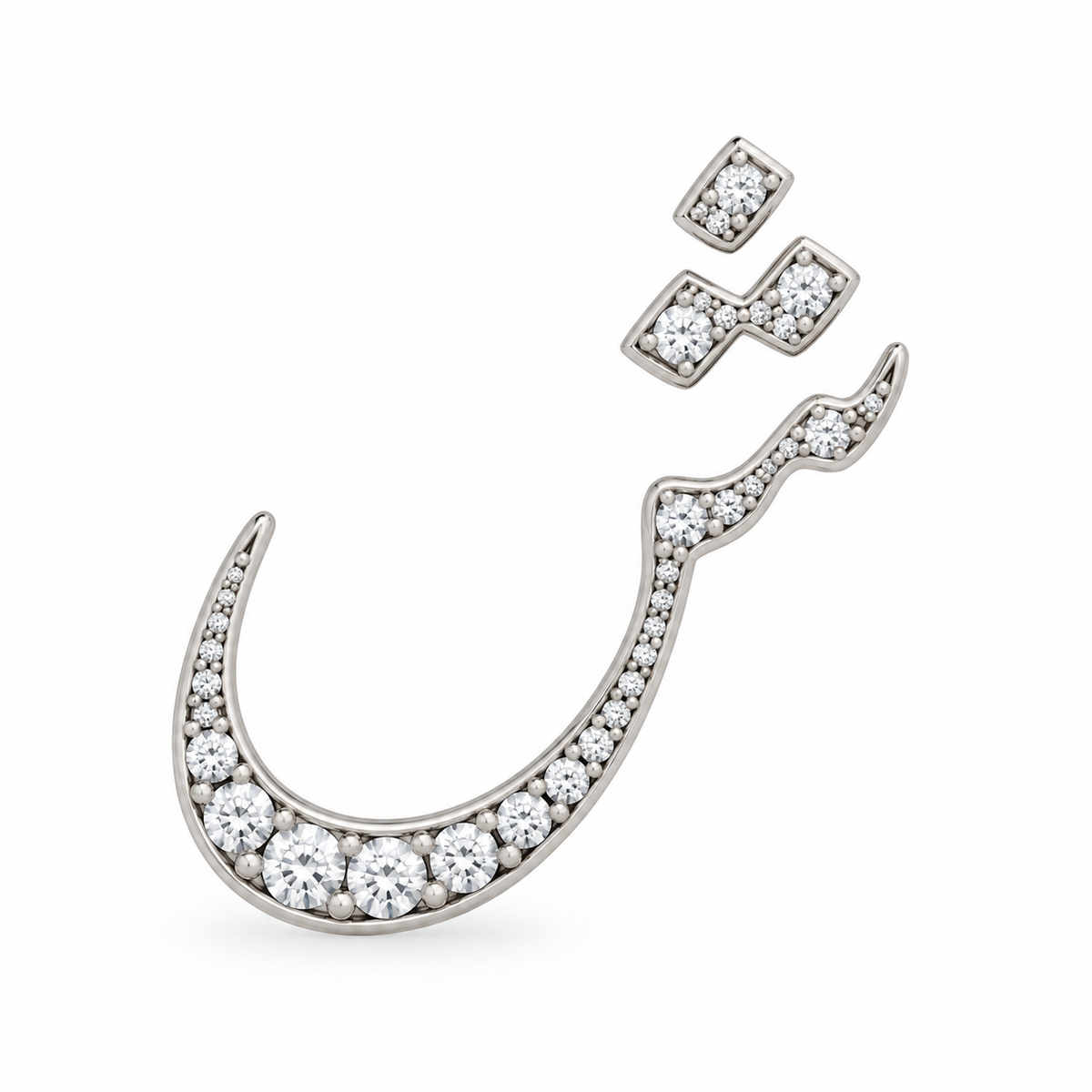 Rulla Arabic Letter Full Diamond Stud, letter ش, white gold