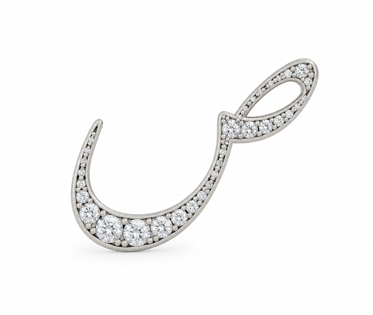 Rulla Arabic Letter Full Diamond Stud, letter ص, white gold