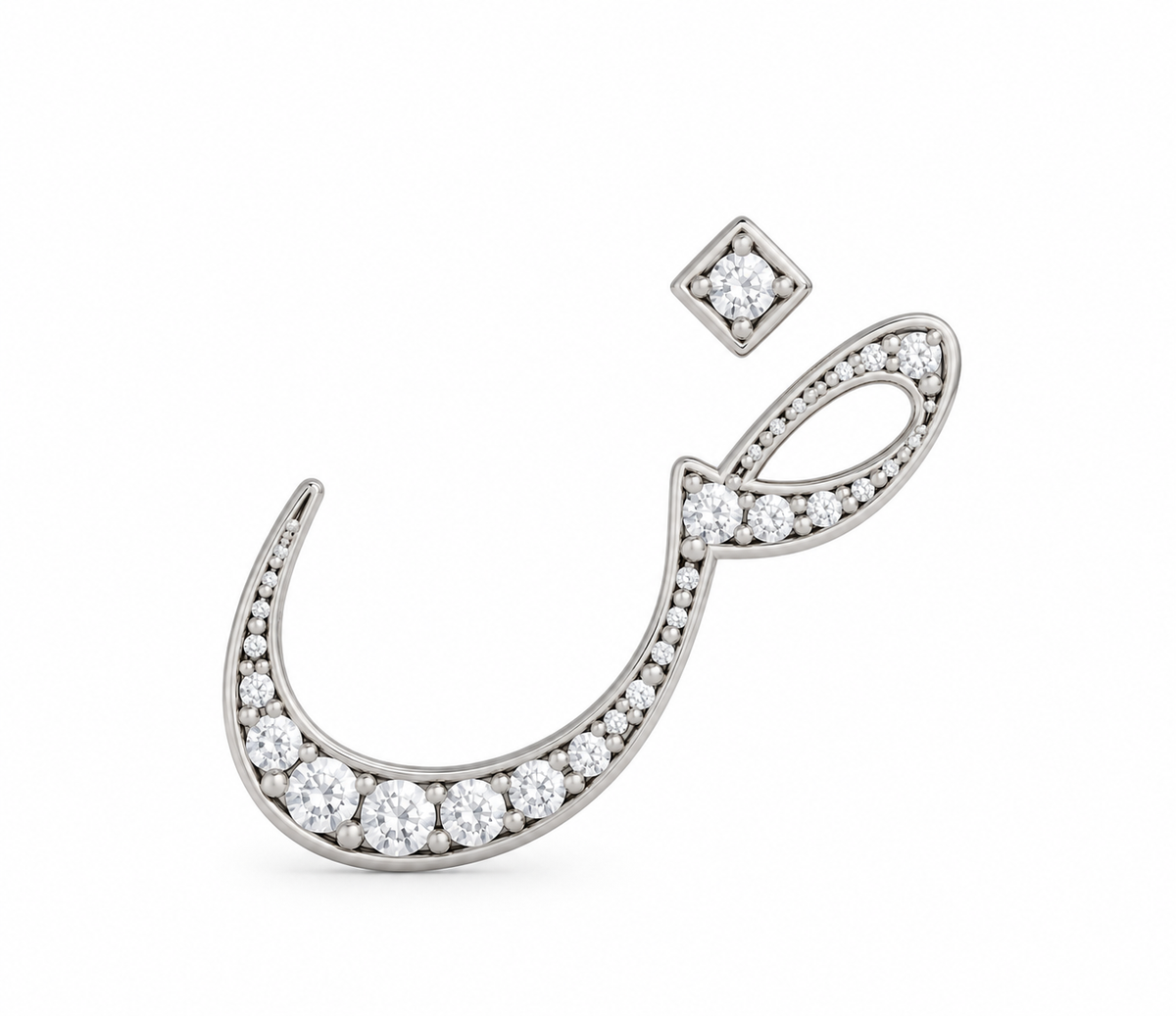 Rulla Arabic Letter Full Diamond Stud, letter ض, white gold