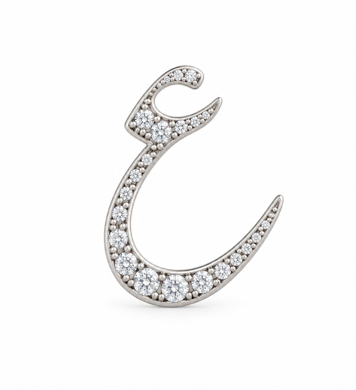 Rulla Arabic Letter Full Diamond Stud, letter ع, white gold