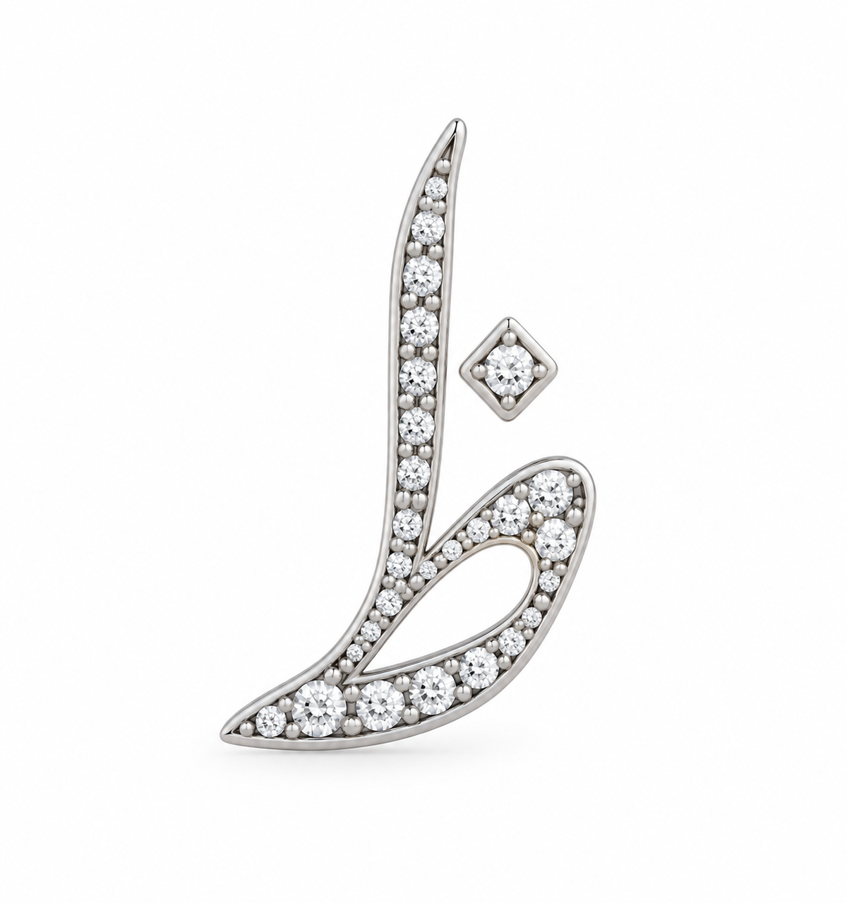 Rulla Arabic Letter Full Diamond Stud, letter ظ, white gold