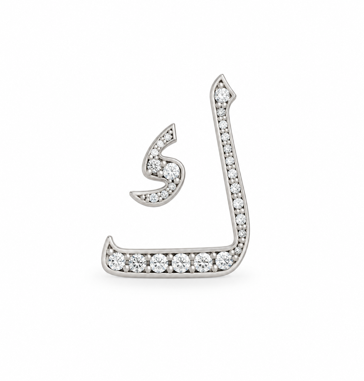 Rulla Arabic Letter Full Diamond Stud, letter ك, white gold