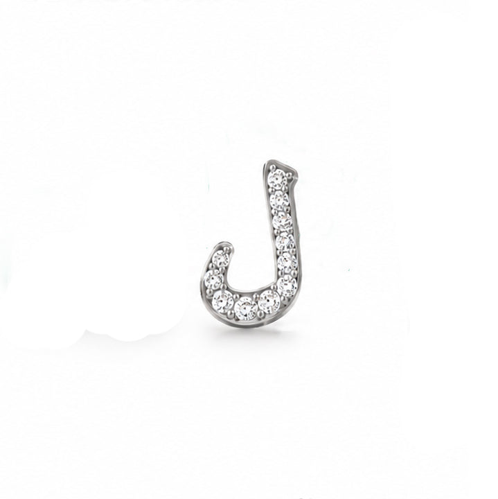 Rulla Arabic Letter Full Diamond Stud, letter ل, white gold