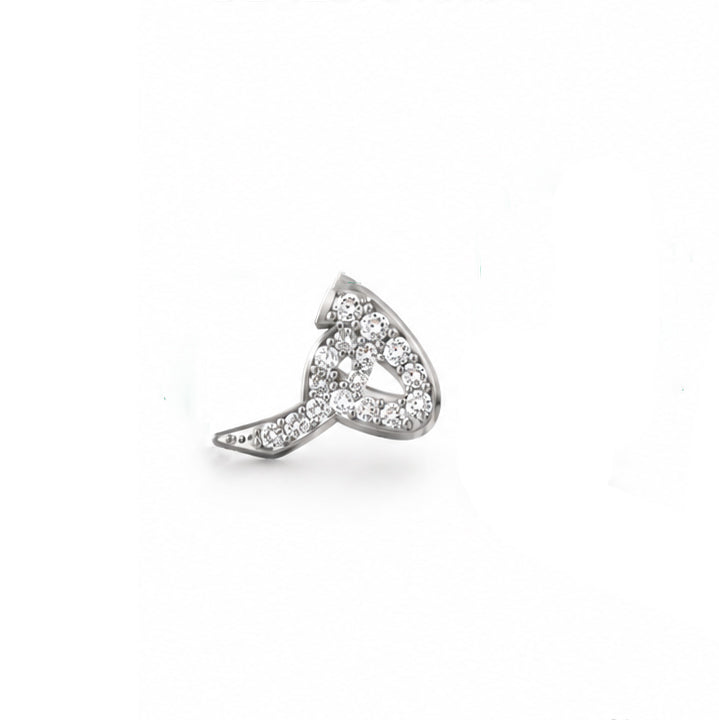Rulla Arabic Letter Full Diamond Stud, letter ه, white gold