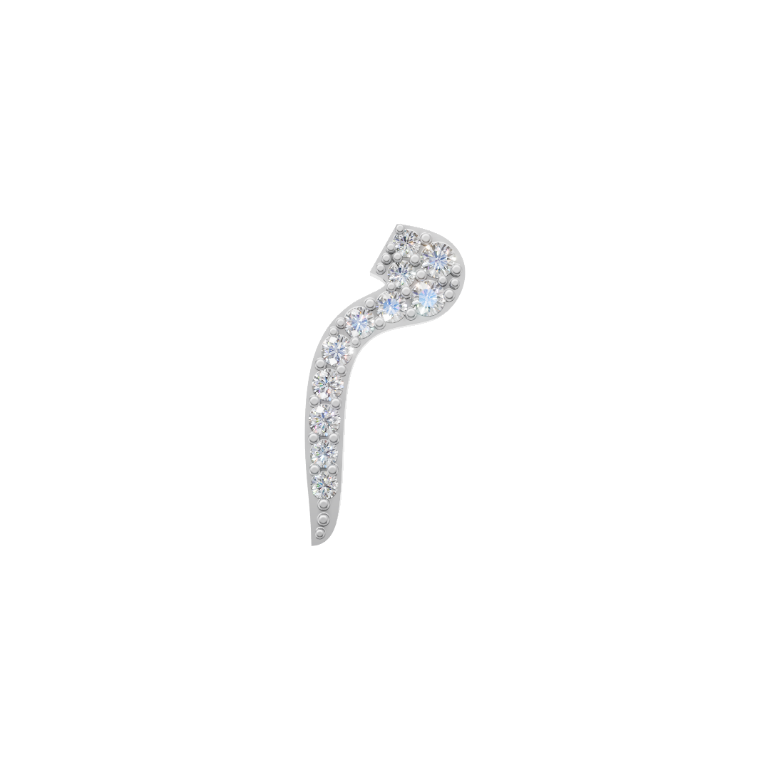 Rulla Arabic Letter Full Diamond Stud, letter م, white gold