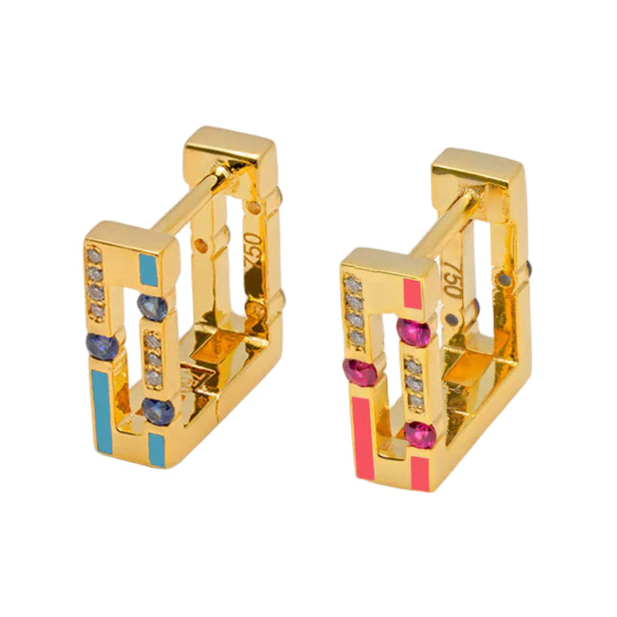 Joubijoux Versa Jazzy Sapphire & Diamond Hoop Earrings product photo
