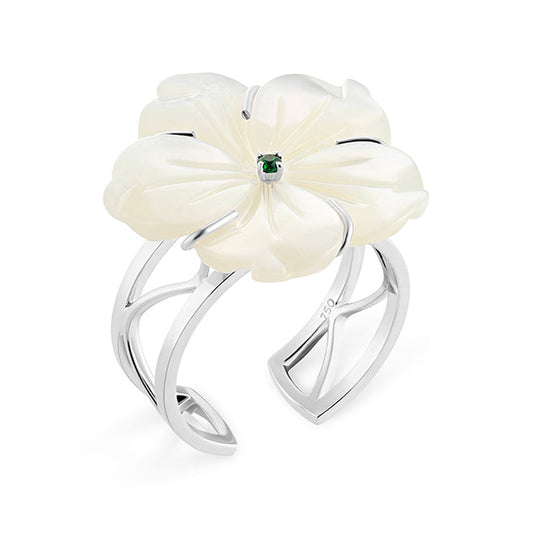 Mayra Star Jaz Emerald Open Ring - White Gold product photo
