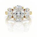 White Drop Three Stone Oval Diamond Ring (5CT) product photo