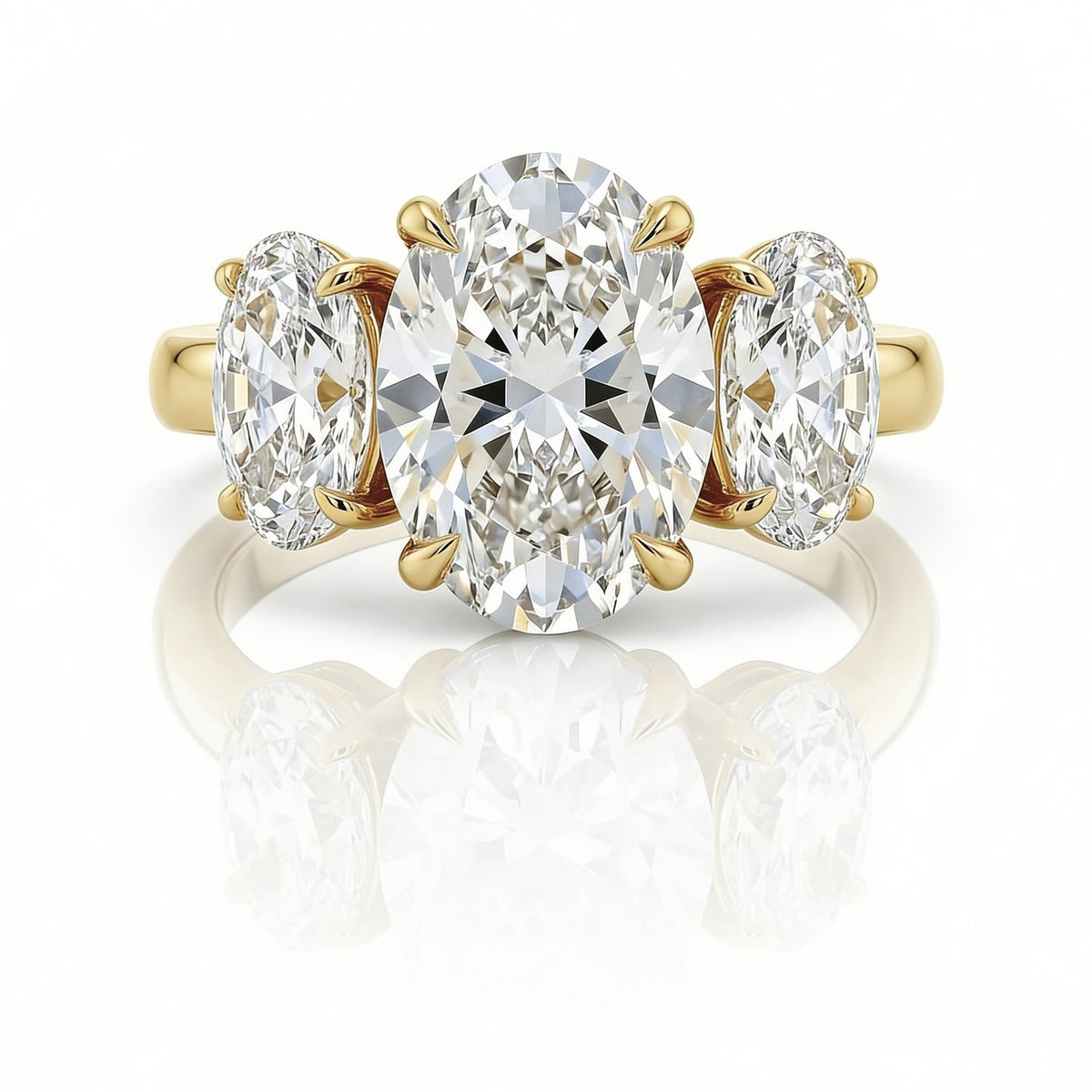 White Drop Three Stone Oval Diamond Ring (5CT) product photo