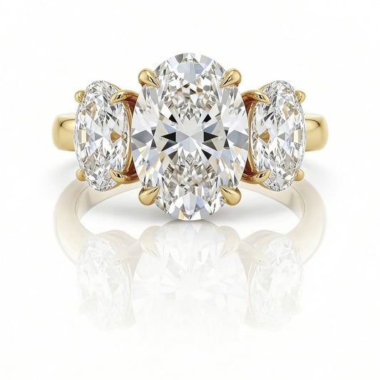 White Drop Three Stone Oval Diamond Ring (5CT) product photo