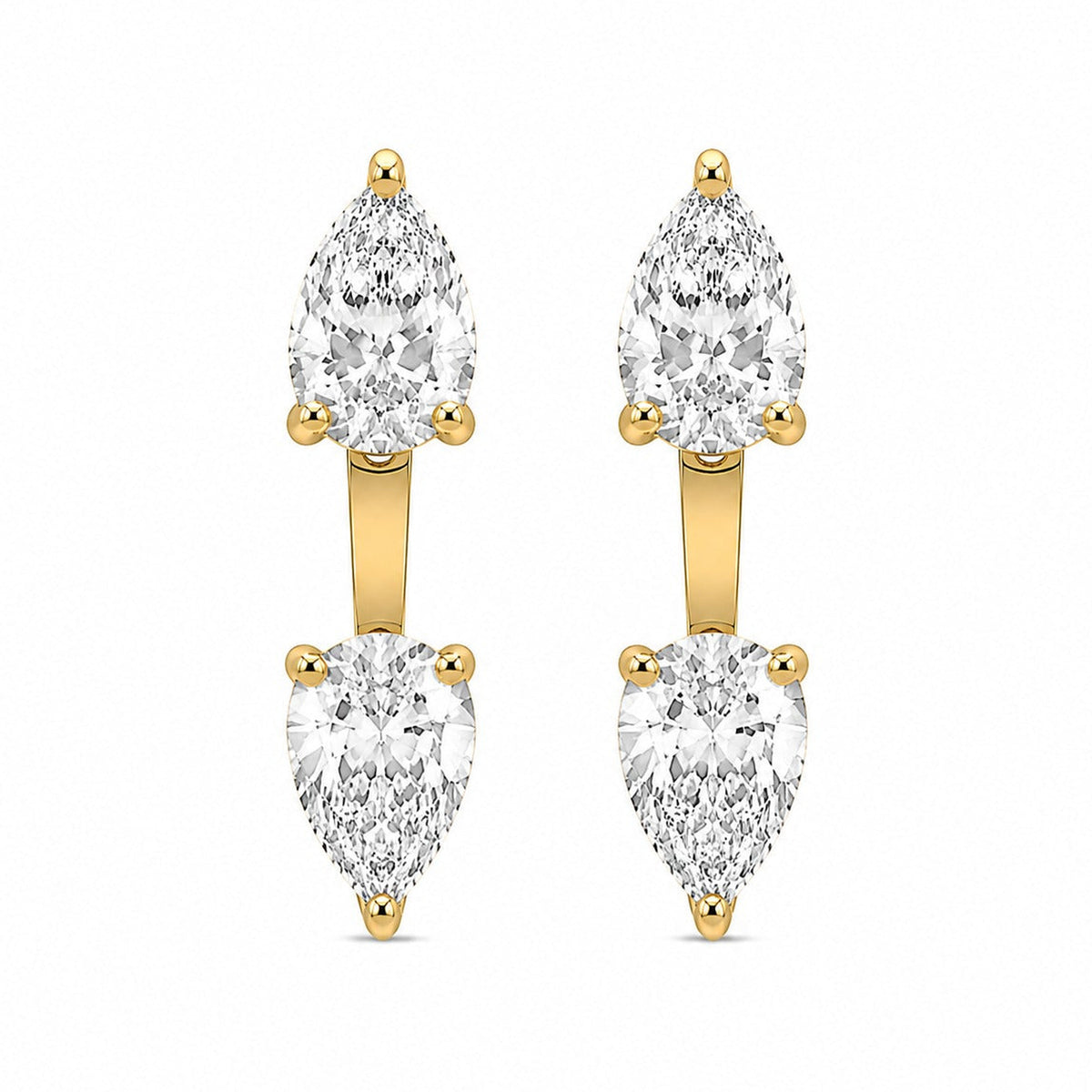 White Drop Pear Diamond Studs with Ear Jackets (3CT) product photo