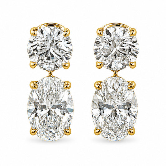 White Drop Double Round and Oval Diamond Drop Studs (5CT) product photo