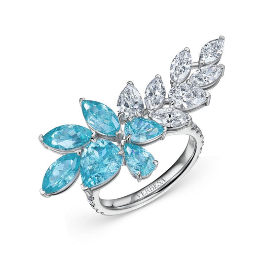 Verbesa Atelier Lab-Grown Paraiba Sapphire and Diamond Branch Cocktail Ring product photo