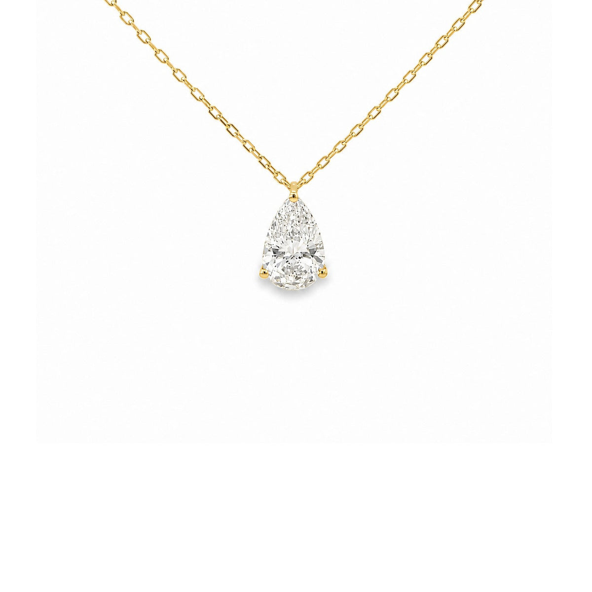 White Drop Pear Diamond Pendant Necklace (1.5CT), close-up product photograph