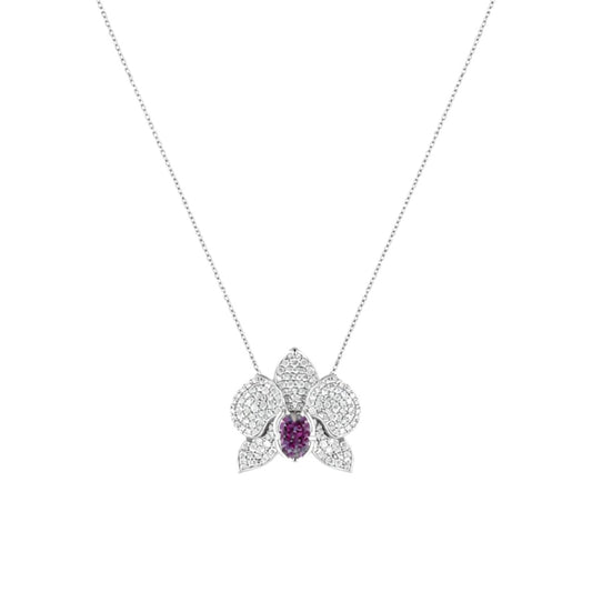 Ranimor Diamond Orchid Necklace, close-up product photograph
