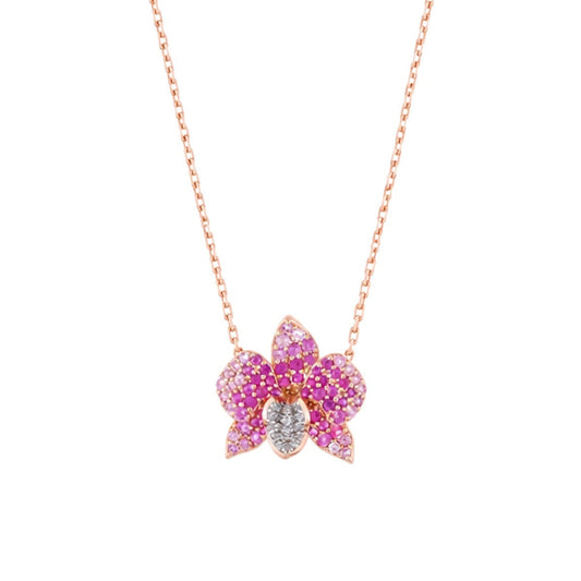 Ranimor Sapphire Orchid Necklace, close-up product photograph