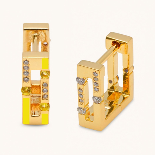 Versa Diamond & Yellow Sapphire Hoop Earrings