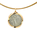 Zamani Greek King Infinity Pendant in an 18K gold setting on a white background