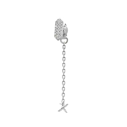 Joubijoux Facets X Full Diamond Ear Jacket Studs on pure white background