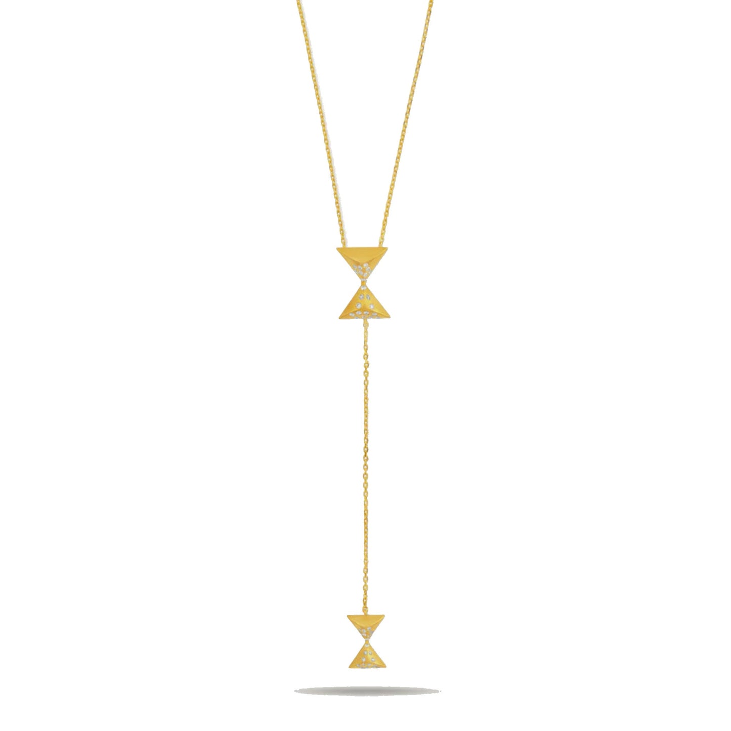 Joubijoux Hourglass Intersection Diamond Necklace on pure white background