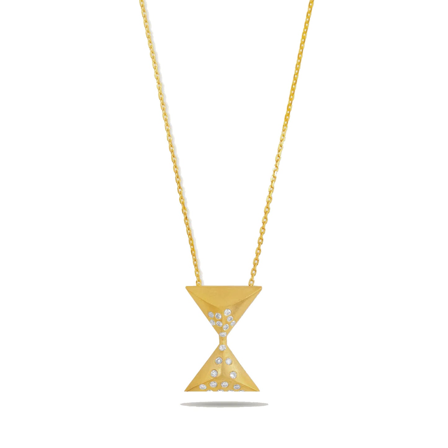 Joubijoux Hourglass Turning Point Diamond Necklace on pure white background