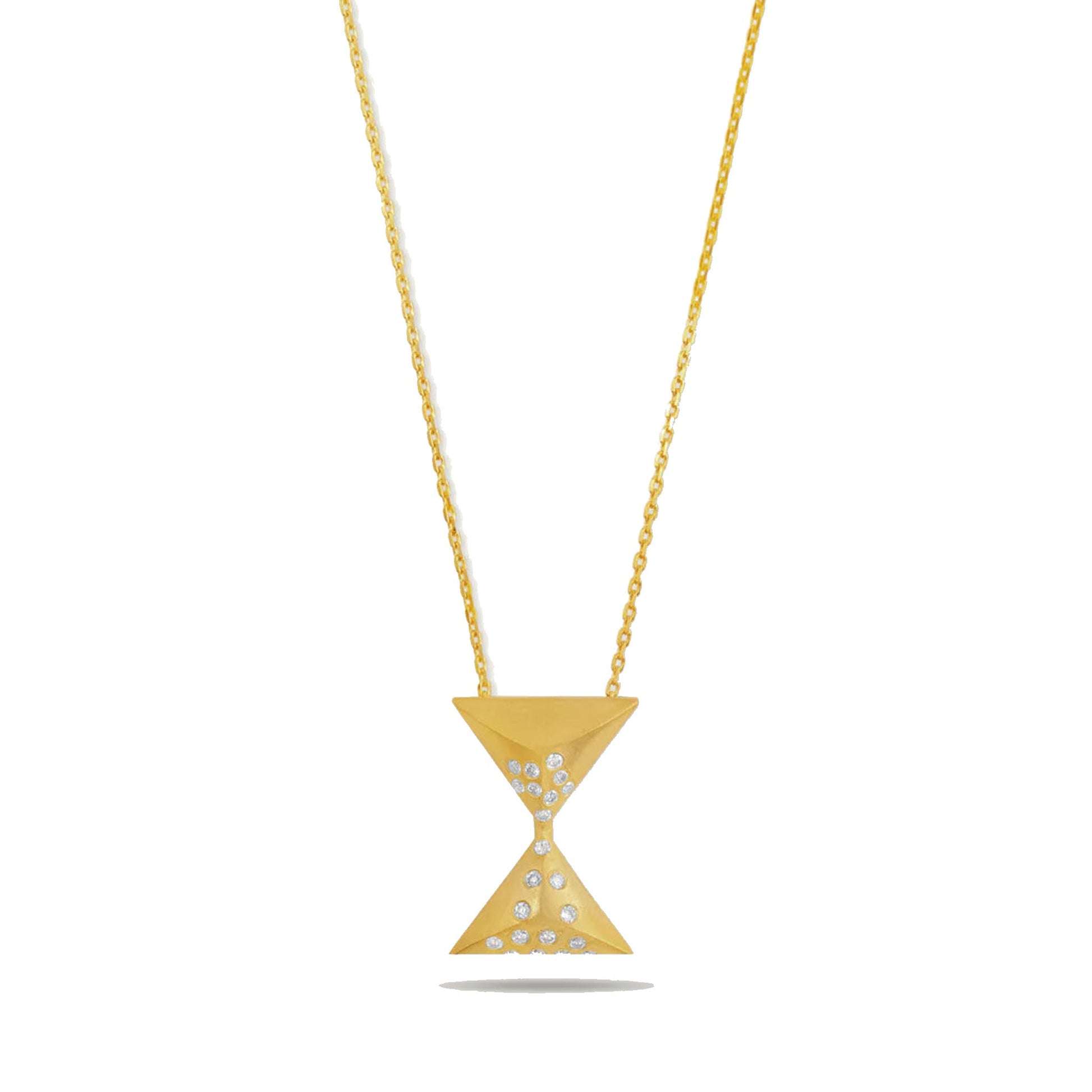 Joubijoux Hourglass Turning Point Diamond Necklace on pure white background