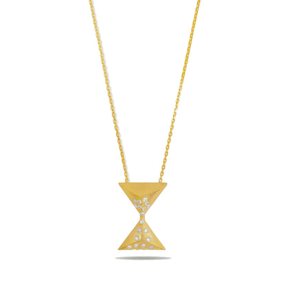 Joubijoux Hourglass Turning Point Diamond Necklace on pure white background