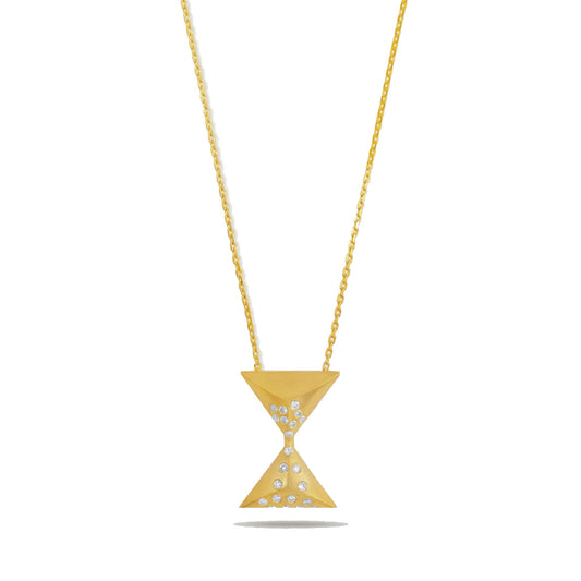Joubijoux Hourglass Turning Point Diamond Necklace on pure white background