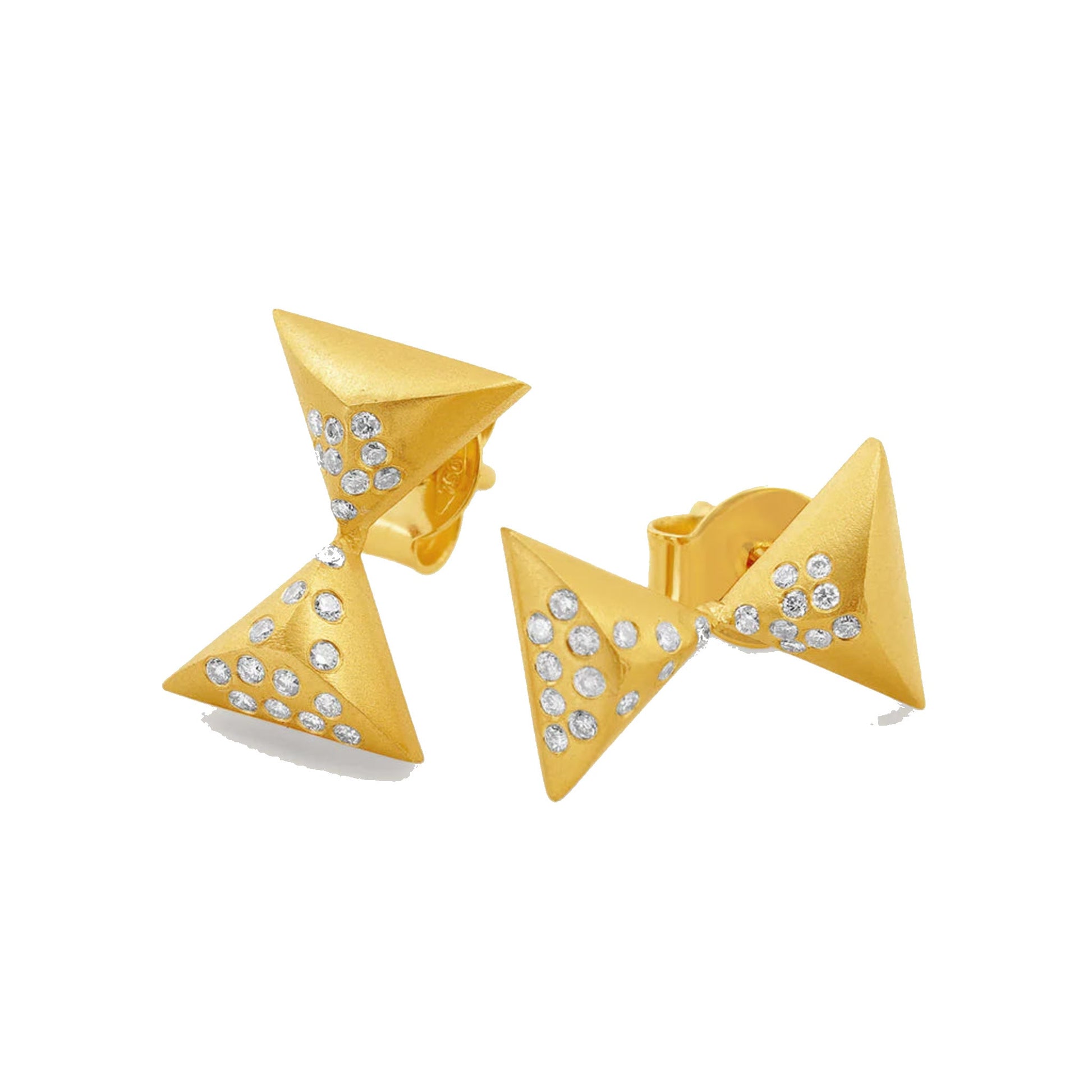 Joubijoux Hourglass Turning Point Diamond Studs on pure white background