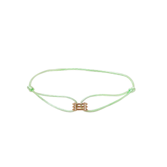Joubijoux Kaleido Triad Bracelet in 18K rose gold with diamonds and green adjustable thread