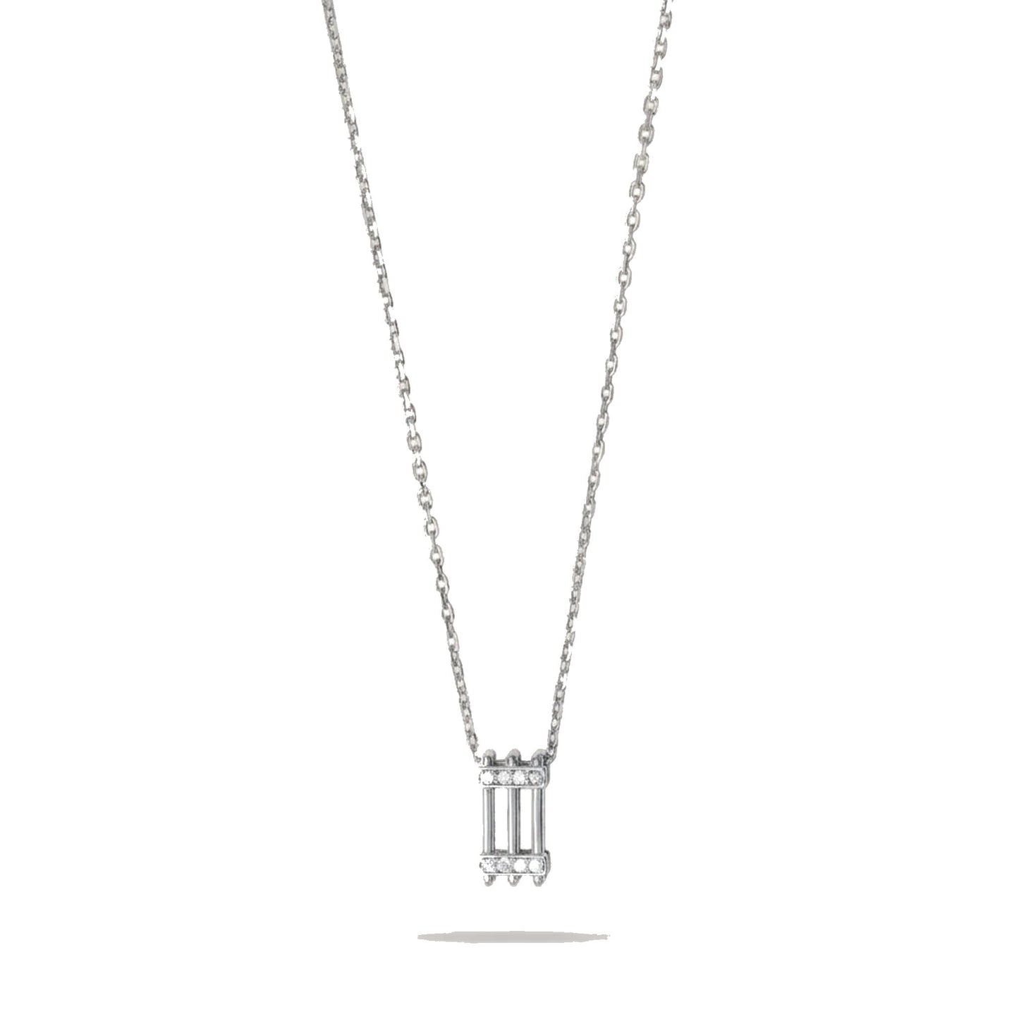 Joubijoux Triad Diamond Necklace White Gold on pure white background