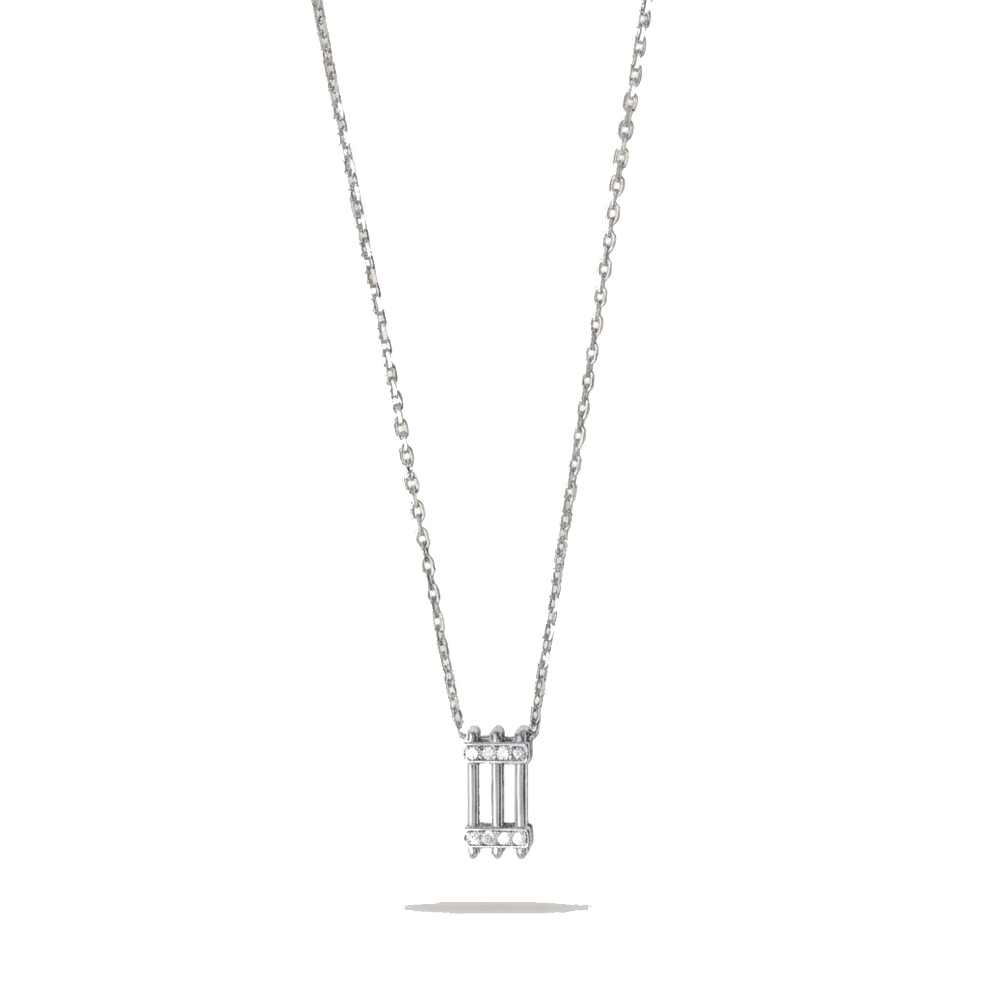 Joubijoux Triad Diamond Necklace White Gold on pure white background