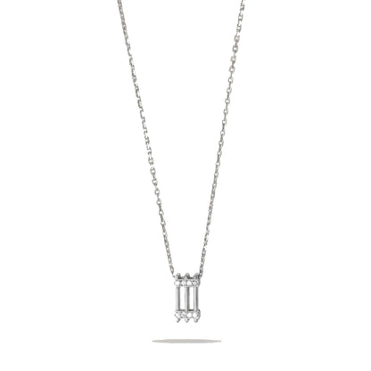 Joubijoux Triad Diamond Necklace White Gold on pure white background