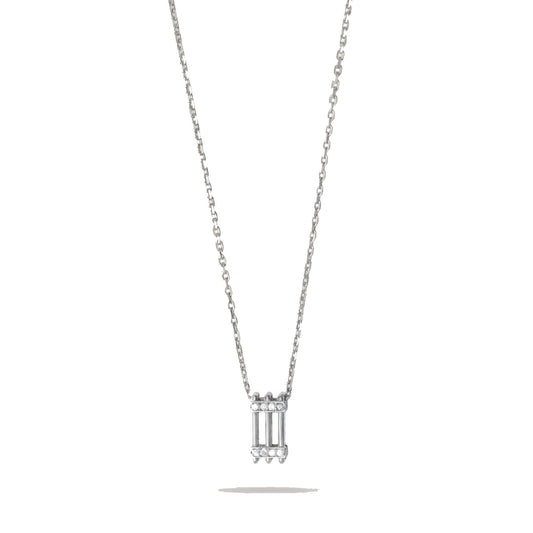 Joubijoux Triad Diamond Necklace White Gold on pure white background