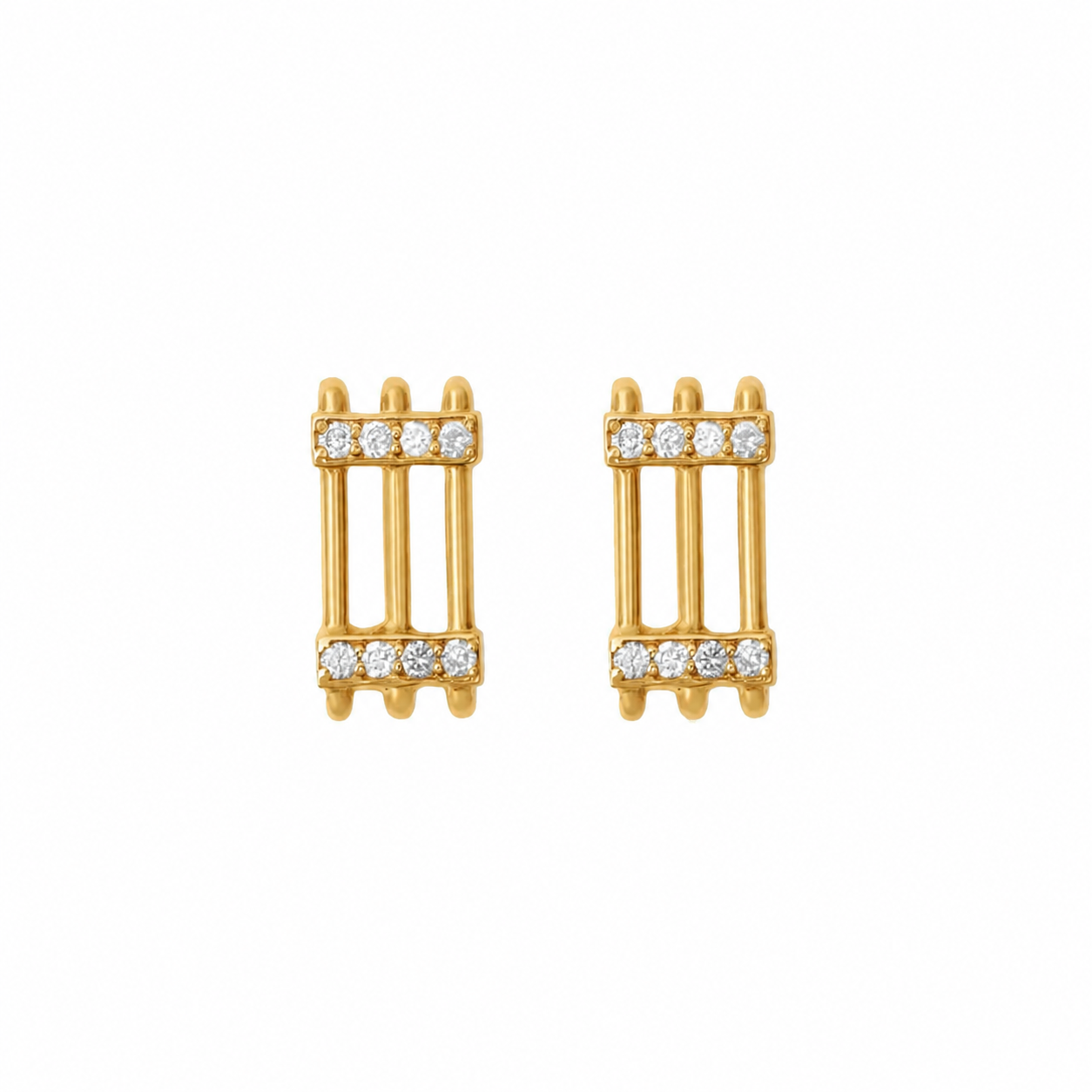 Joubijoux Triad Diamond Studs on pure white background