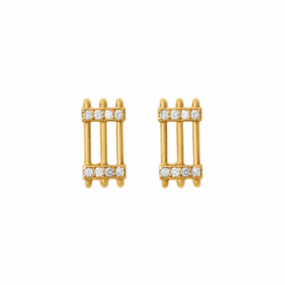 Joubijoux Triad Diamond Studs on pure white background