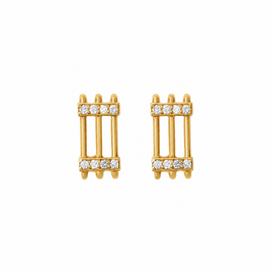 Joubijoux Triad Diamond Studs on pure white background