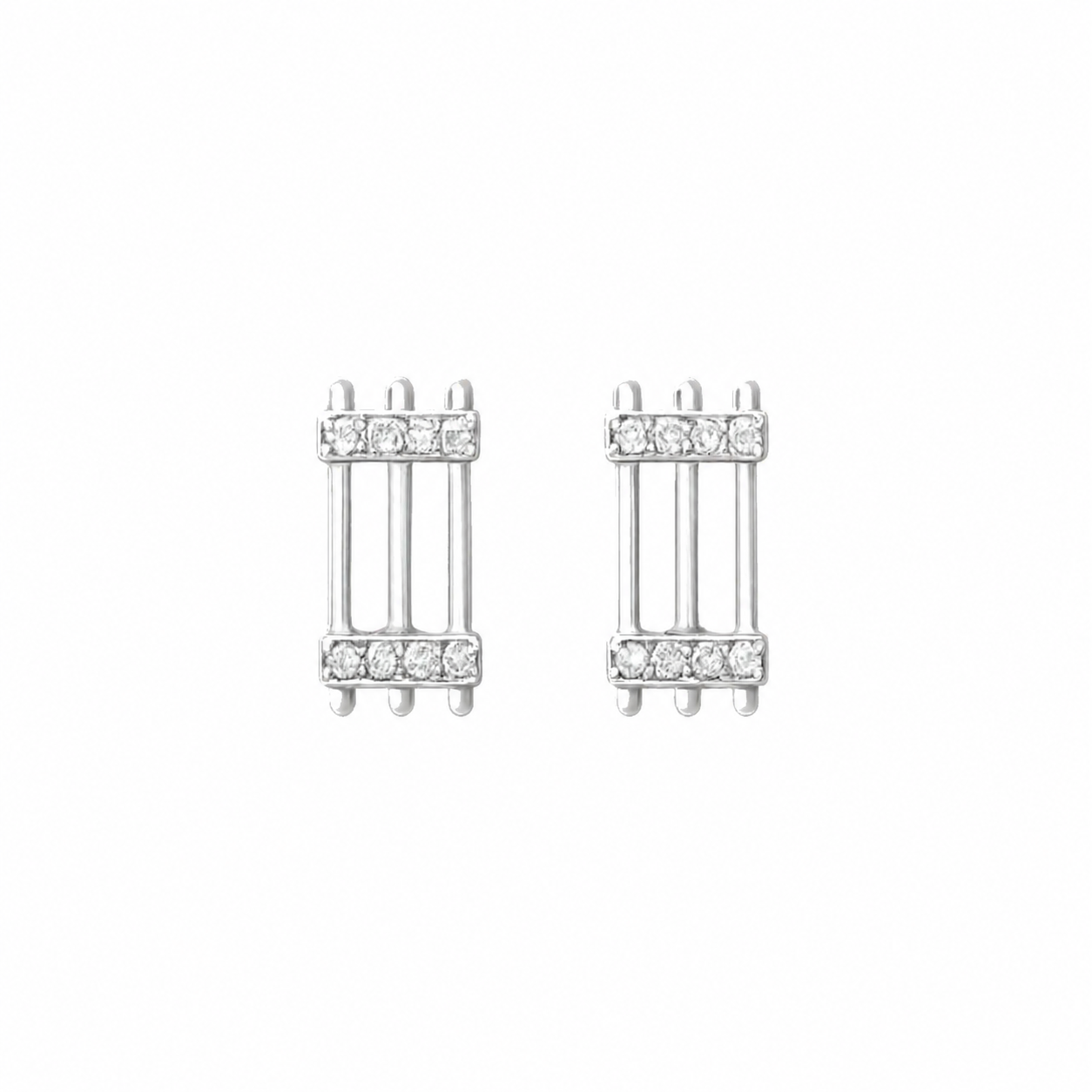 Joubijoux Triad Diamond Studs White Gold on pure white background