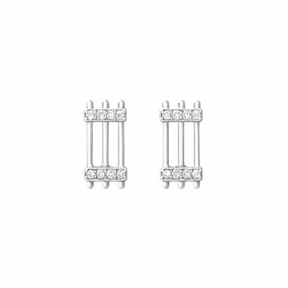 Joubijoux Triad Diamond Studs White Gold on pure white background