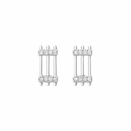 Joubijoux Triad Diamond Studs White Gold on pure white background