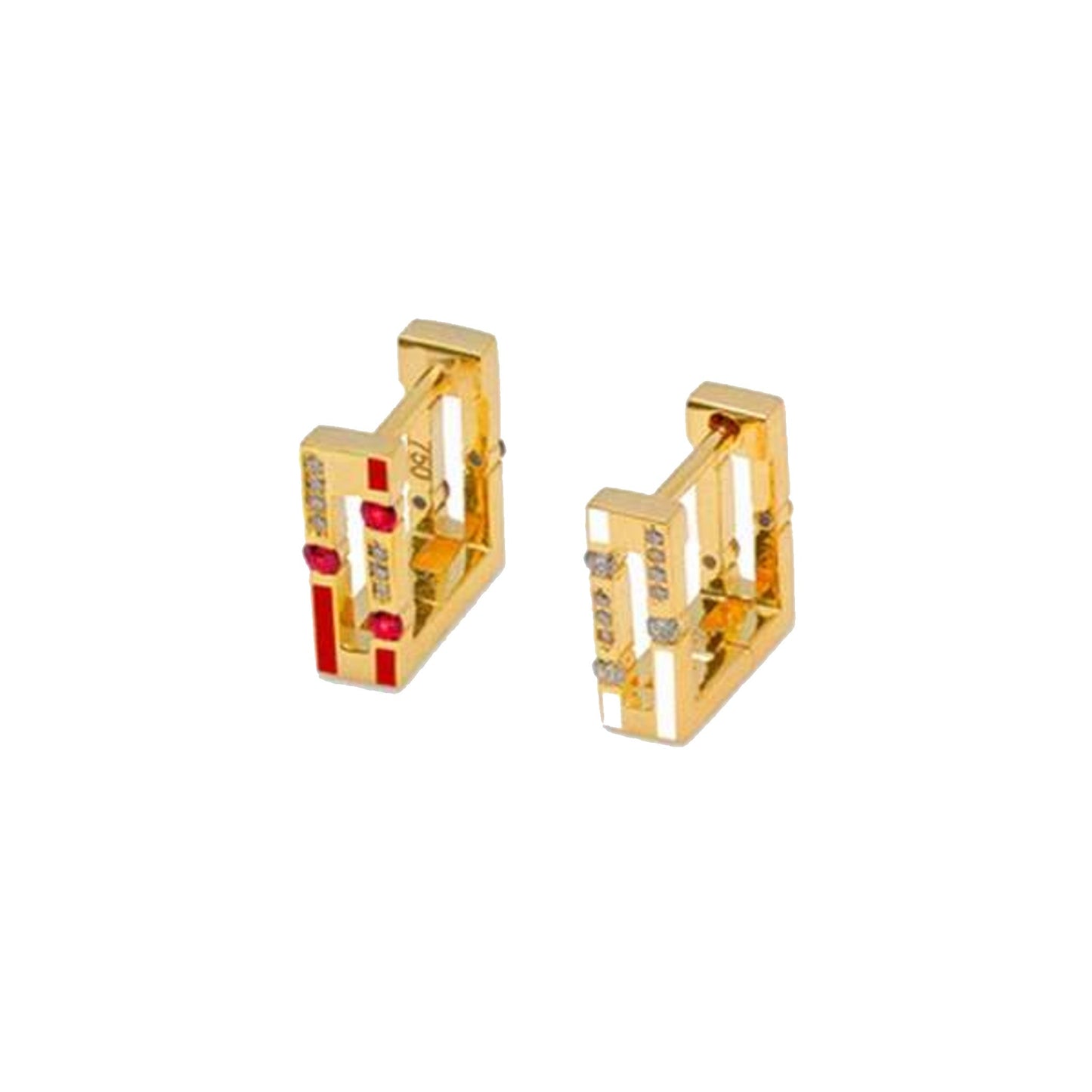 Joubijoux Versa Diamond and Rubies Hoops on pure white background