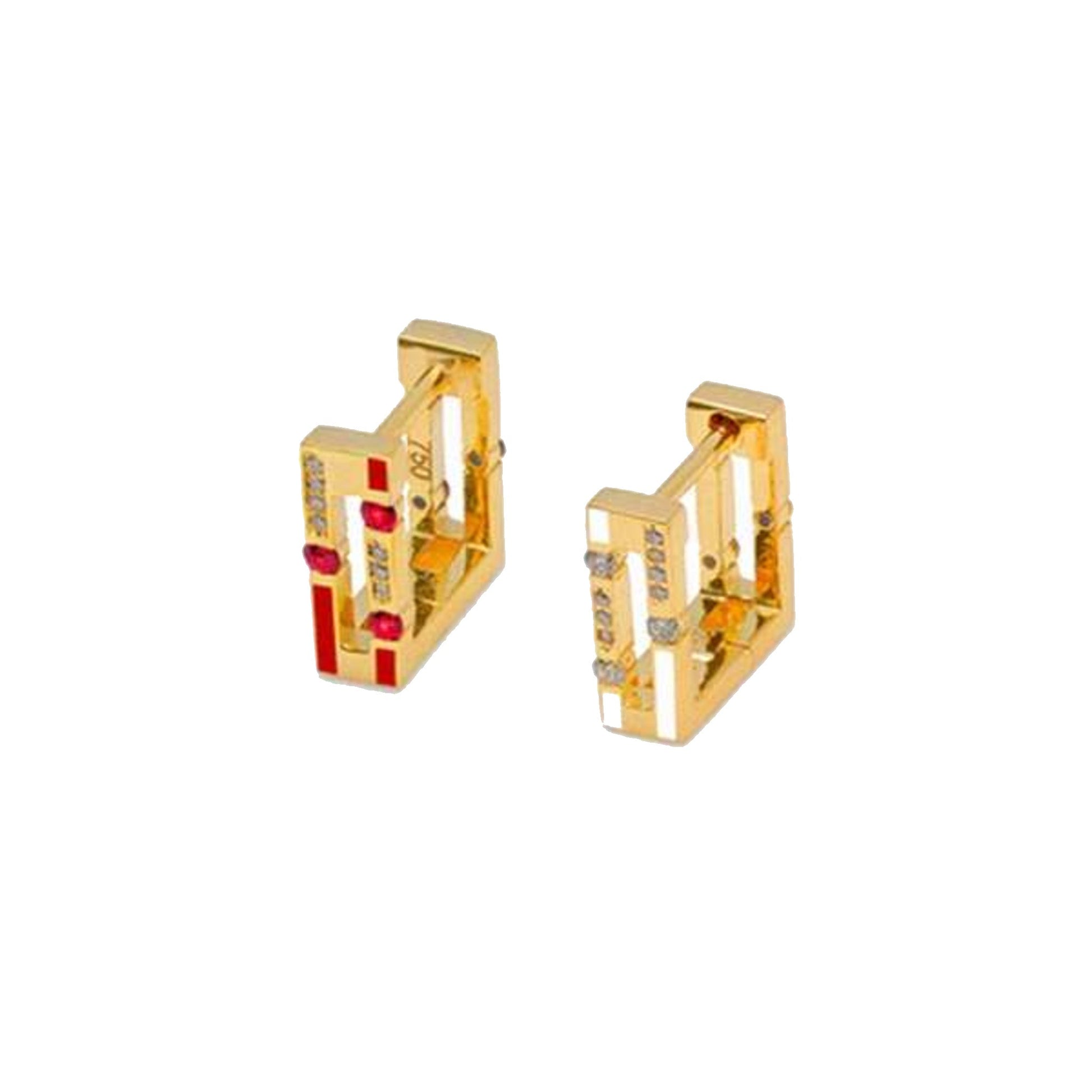 Joubijoux Versa Diamond and Rubies Hoops on pure white background