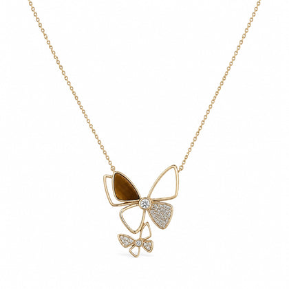 Tiger Eye Butterfly Necklace AJP12583