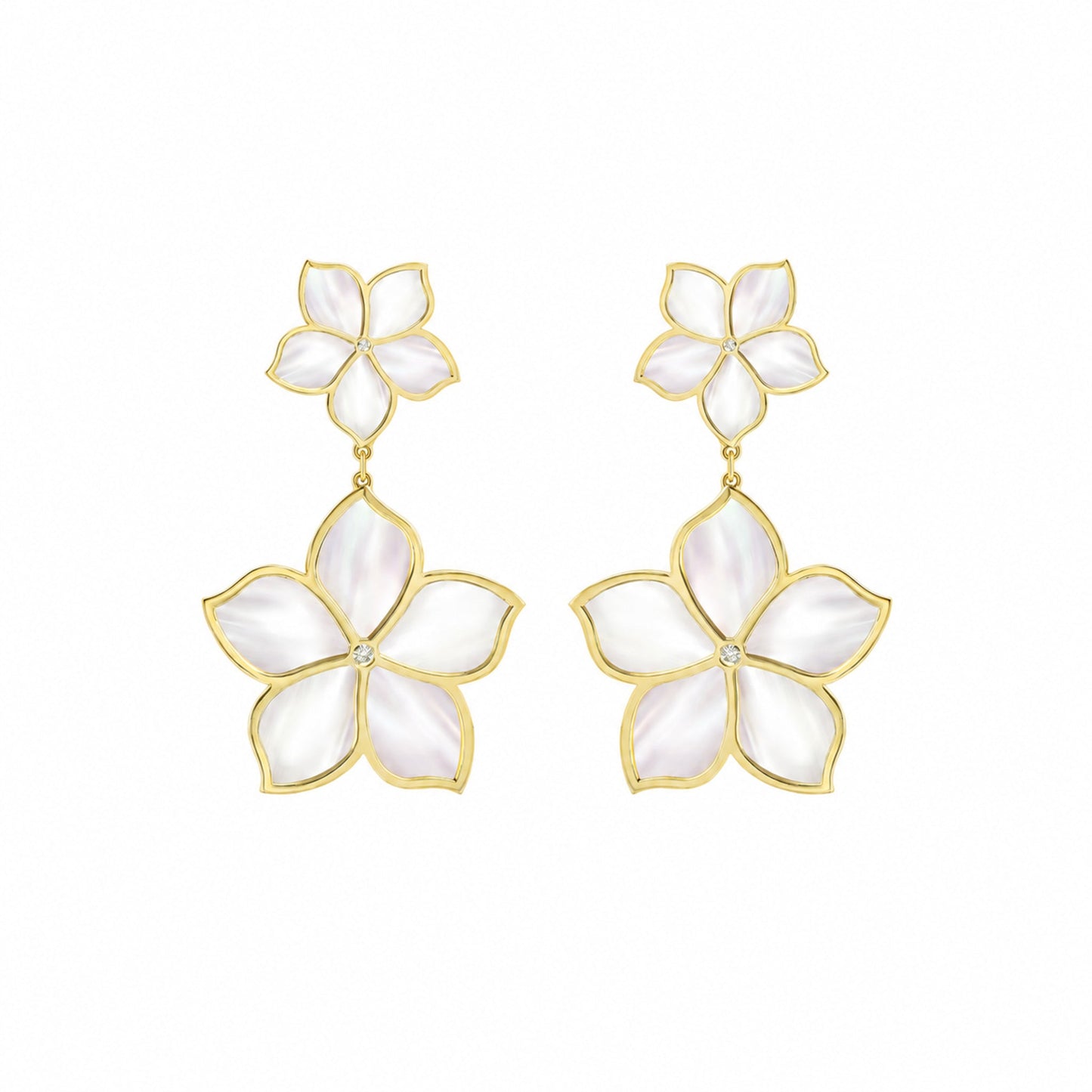 MAHA AL SIBAI JEWELLERY Jasmine 3 earrings on a pure white background