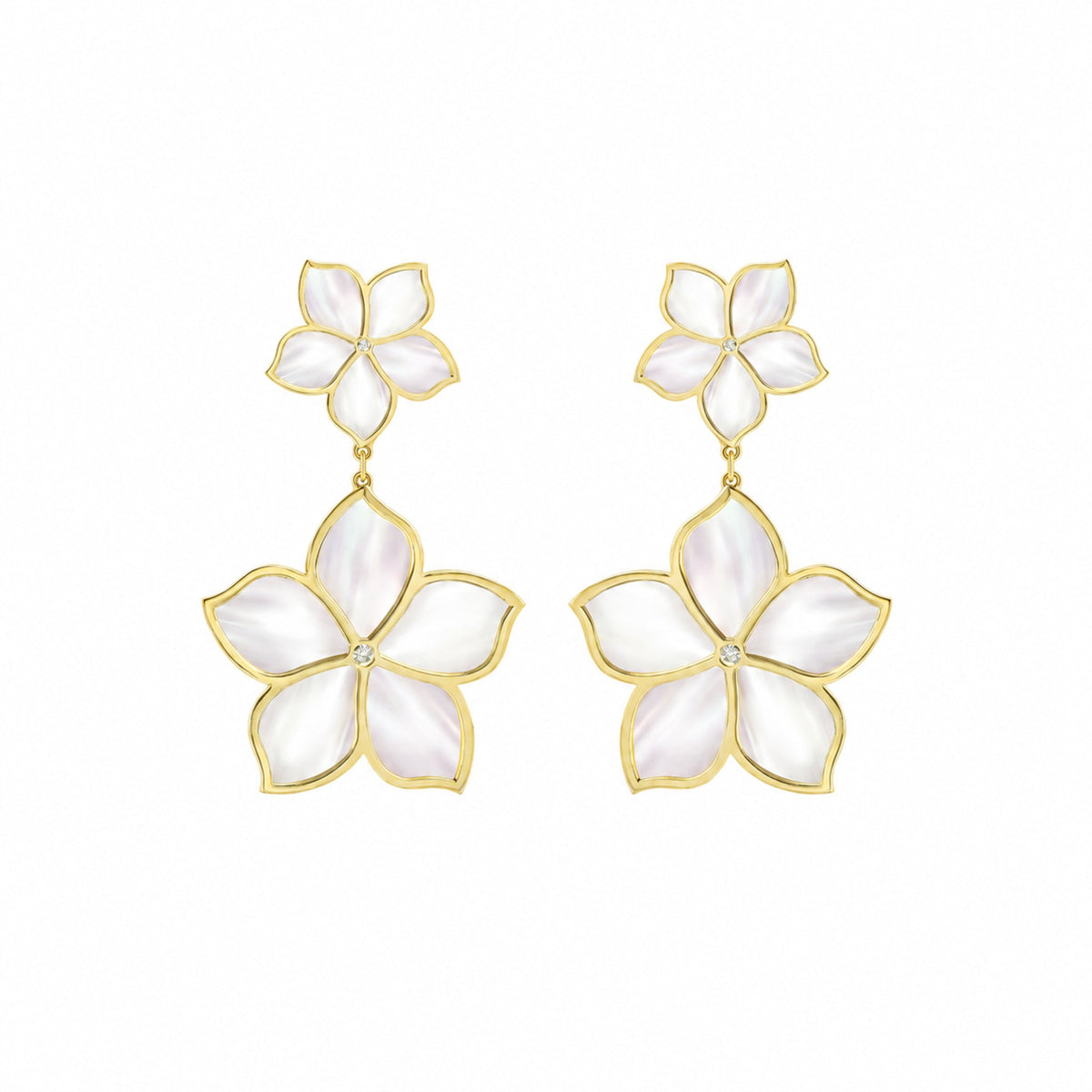 MAHA AL SIBAI JEWELLERY Jasmine 3 earrings on a pure white background