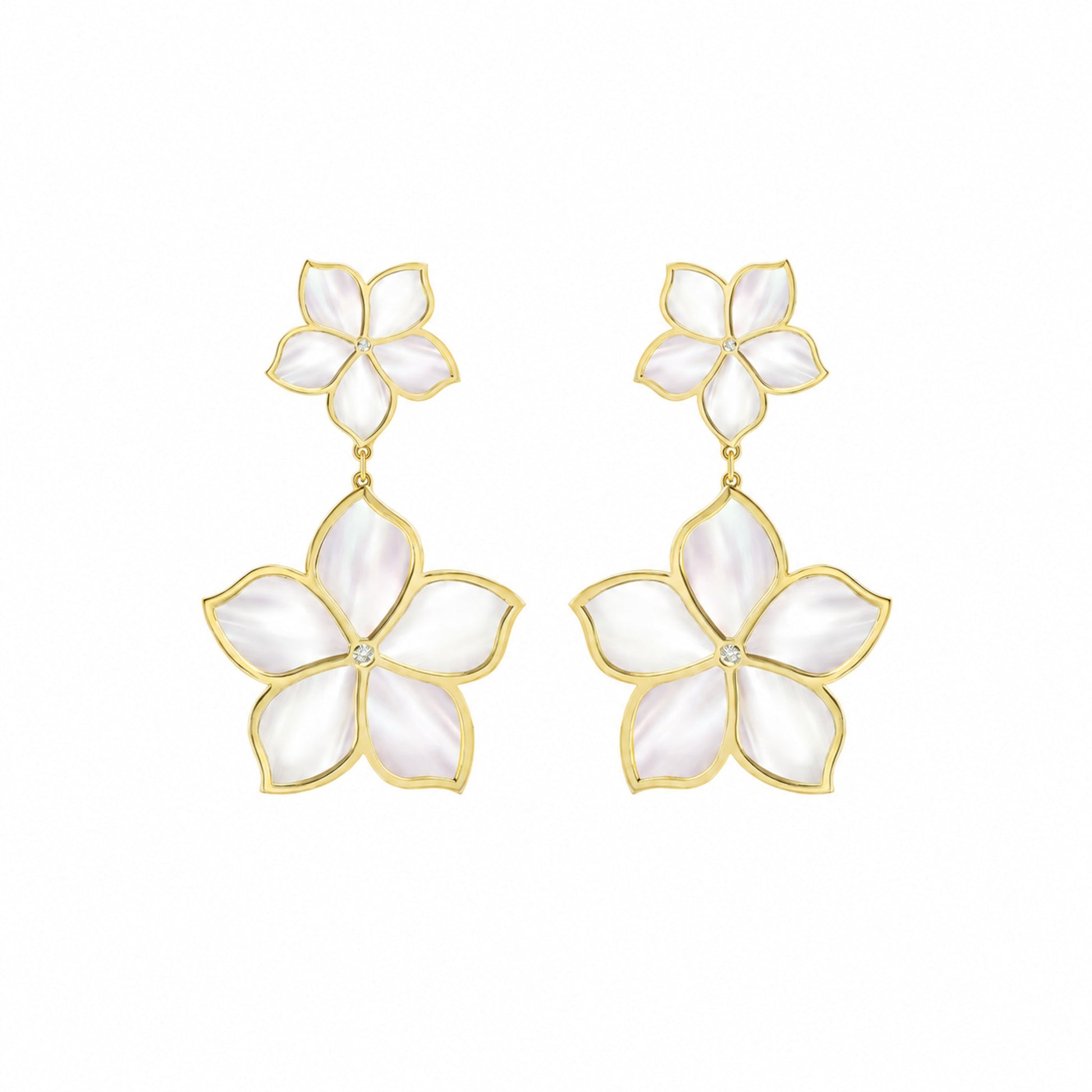 MAHA AL SIBAI JEWELLERY Jasmine 3 earrings on a pure white background