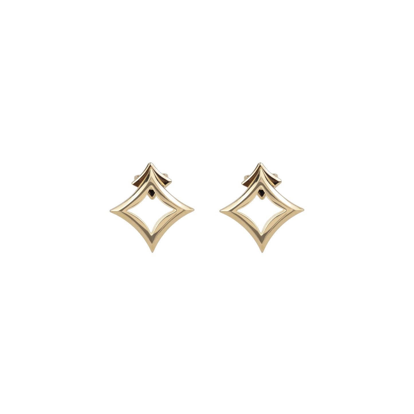 Nur Hilya Stud Earrings in yellow gold on white background