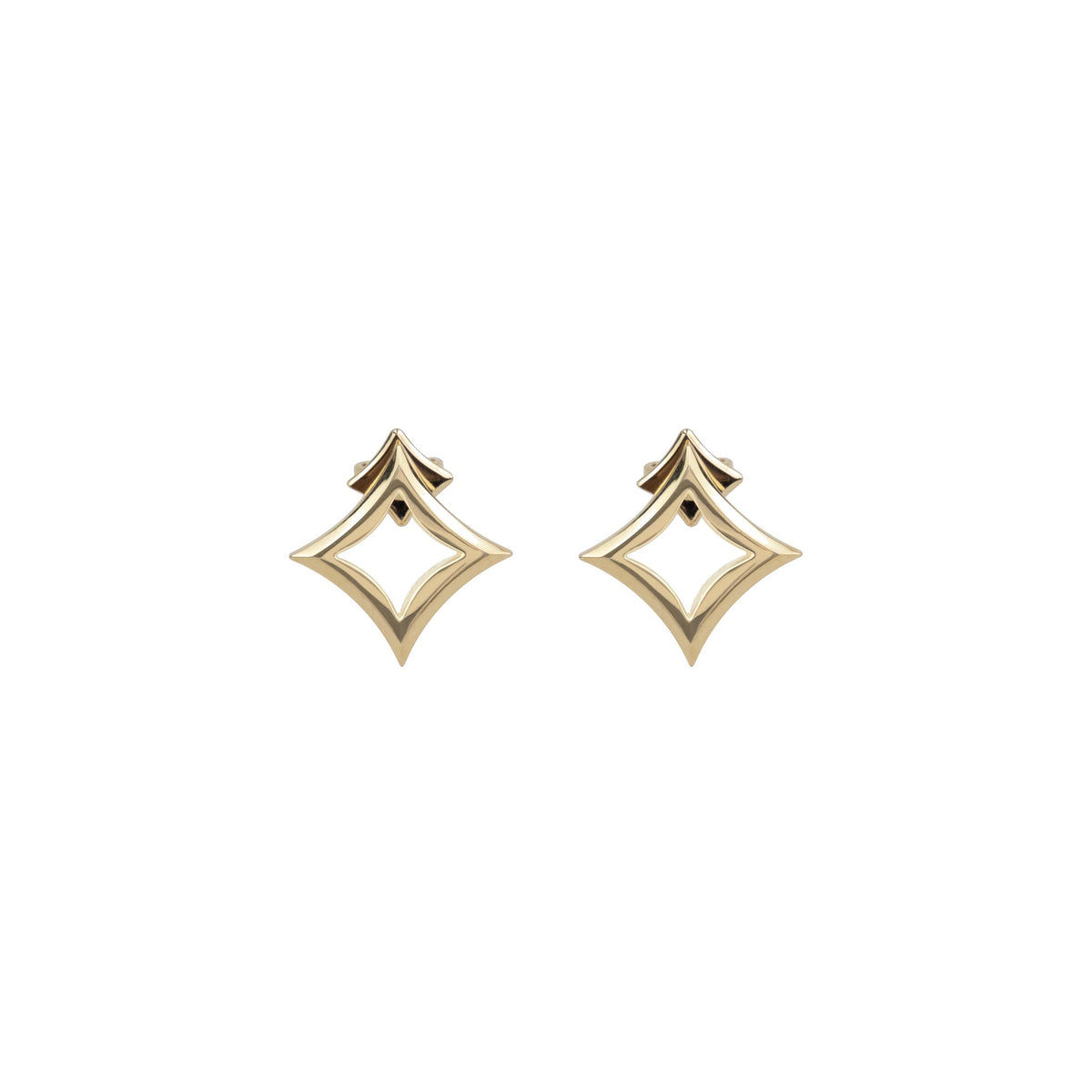 Nur Hilya Stud Earrings in yellow gold on white background