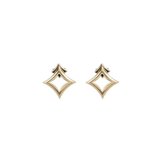 Nur Hilya Stud Earrings in yellow gold on white background